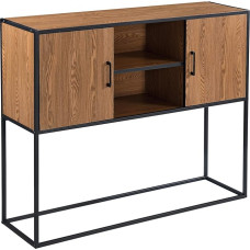 [en.casa] Motala küljepaneel sahtlitega hoiukapp koridori, elutuppa, söögituppa, kööki, 90 x 109 x 30 cm, tumeda puidu toon / must