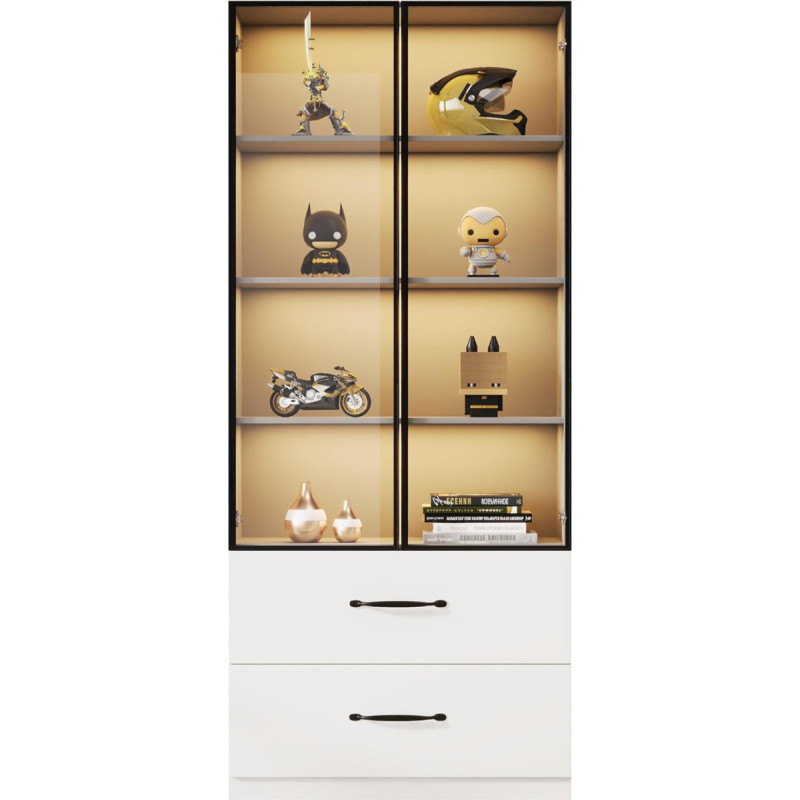 Zenithpath klaasist vitriinkapp 60 x 40 x 160 cm sahtlitega / alumiiniumraam / kõvad klaasuksed ja pehmelt sulguvad hinged Tolmukindel vitriinkapp seisev elutuppa