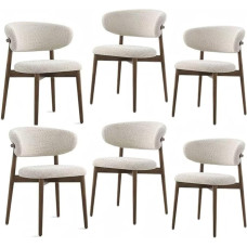 FSDFKPOP Puidust söögitoolid (komplekt 4), kaasaegsed kangast polsterdatud köögi küljetoolid, maastikulised söögitoolid jalgadega, beež(6)