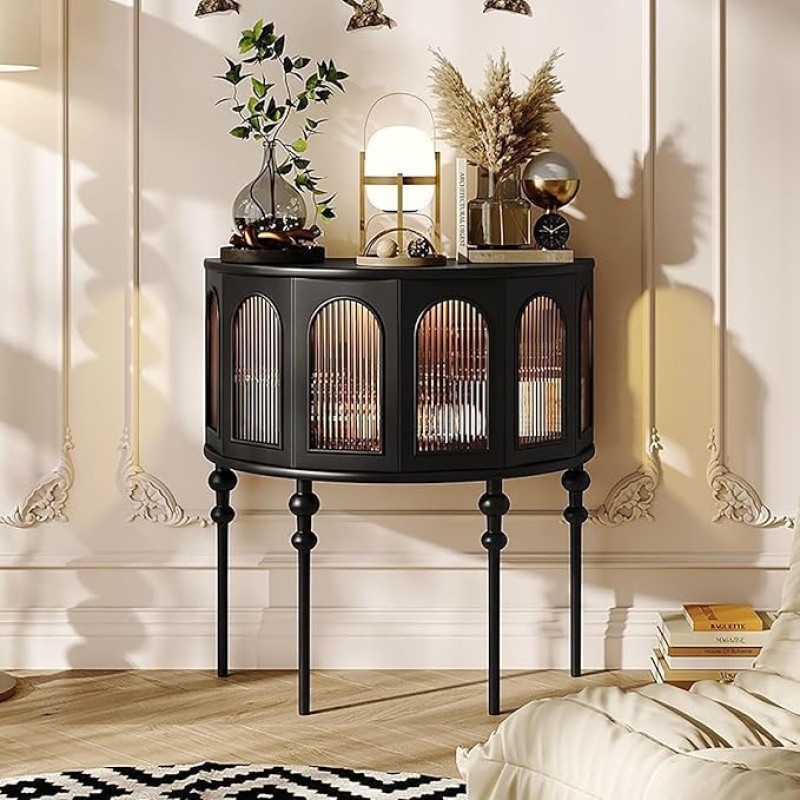 SXKLYRF 80 cm suur konsoollaud sissepääsualale, kitsas küljepaneel, koridorikapp, kitsas kaasaegne puidust pinna ja karastatud klaasist ustega küljepaneel koridorile.