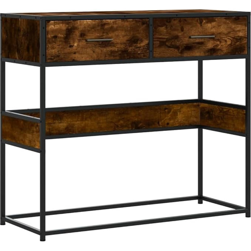 vidaXL suitsutatud tammepuust konsoollaud, 90 x 35 x 80 cm, puitmaterjal, laud, küljelaud, koridorilaud, koridorilaud, diivanilaud, sissepääsulaud, aktsentlaud