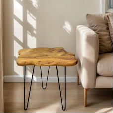 DONZIKLE Natural Edge küljelaud koos juuksekarva jalgadega, unikaalne puidust öökapita väike küljelaud elutuppa magamistoas talumajapidamises (16 