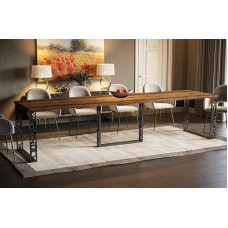 Endo-Moebel Ewerest MAX söögilaud 130 cm - 330 cm 85/76 Laiendatav Elegantne köögilaud metallist jooksjad perforeeritud disainiga (Monastery Oak)