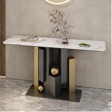 Schlanker, moderner schwarzer Konsolentisch, geometrischer Akzenttisch für den Eingangsbereich, schmaler Sofatisch für Wohnzimmer und Flur, platzsparend hinter der Couch, stilvolle Wohndekor