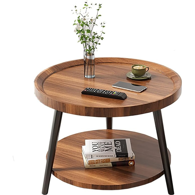 ZJYJFBY Ümmargune kohvilaud, kaasaegne lihtne kahekihiline diivanipoolne laud, nurgalaud rõdulises elutoas, teelaud (värv : A, suurus : 50cm)