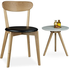 Relaxdays Tammepuust tool, söögitooli, pehmendusega, kaasaegne, suurus: ca 79 x 44 x 46 cm, must