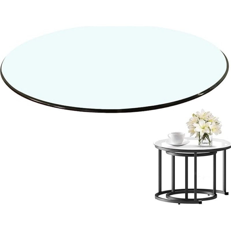 SAGIDAR karastatud klaasist lauaplaat, karastatud klaasist, klaasplaadid, ümmargune klaasist lauaplaat, läbipaistev lauakaitse, klaasist lauaplaadid söögilaudadele, 45 cm, 60 cm, 70 cm, 85 cm, 100 cm, 100 cm
