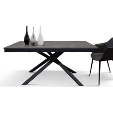 Mar.c.a. Design - pikendatav metallist söögilaud ja oksüdeeritud terasest lauaplaat Moodne disain Köögilaud 160 x 90 x 77 H cm + 1 külje pikendus 60 cm