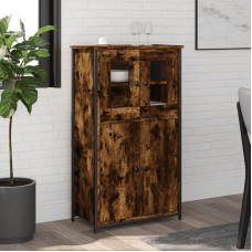 Kõrvalkapp, 106 cm kõrge, buffeekapp, 4 uksega köögikapp, külgkapp elutuppa, söögitoa kapp, köögikapp (suitsune tamm)