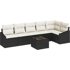 Rantry 6-teiliges Garten Sofa Set mit Kissen Braun Poly Rattan Gartenlounge Model3346747