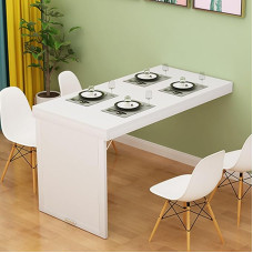 Nähtamatu teleskoopiline seinale paigaldatav kokkuklapitav laudSpaceSaving puidust laud köögi söögitoa elutoa rõdulePisike kodu edevus (valge + valge raam 1)