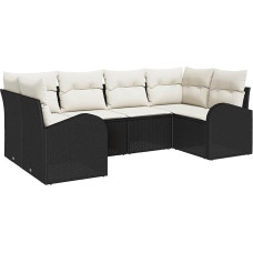 6-teiliges Garten Sofa Set mit Kissen Schwarz Poly Rattan Gartenlounge Model3346177