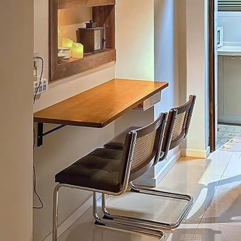 Seinale paigaldatud kokkupandav laud ruumi säästev puidust raamaturiiul tööpink Multifunktsionaalne kokkupandav laud Kompaktne kokkupandav laud kodukontori uuringuks