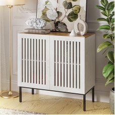 BVIUNTWO 80,0 cm talumajapidamise buffetkapp metallist alusega, reguleeritava riiuliga ja 2 uksega, antiikvalge hoiukapp kööki, söögituppa ja elutuppa