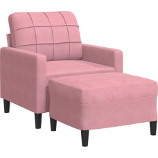 Loungesessel Couch Klein Lesesessel Kleine Sofa - Sessel mit Hocker Rosa 60 cm Samt für Jugendzimmer Balkon Wohnzimmer Küche