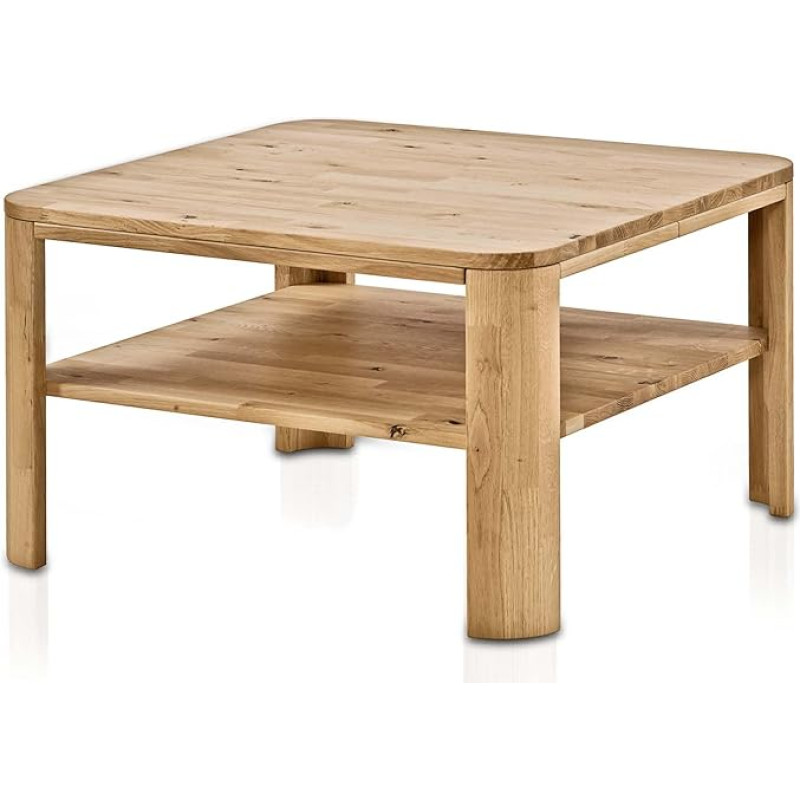 WOODLIVE DESIGN BY NATURE Merlin täispuidust kohvilaud ruudukujuline metsatammest õlitatud elutoa laud 75 x 75 cm