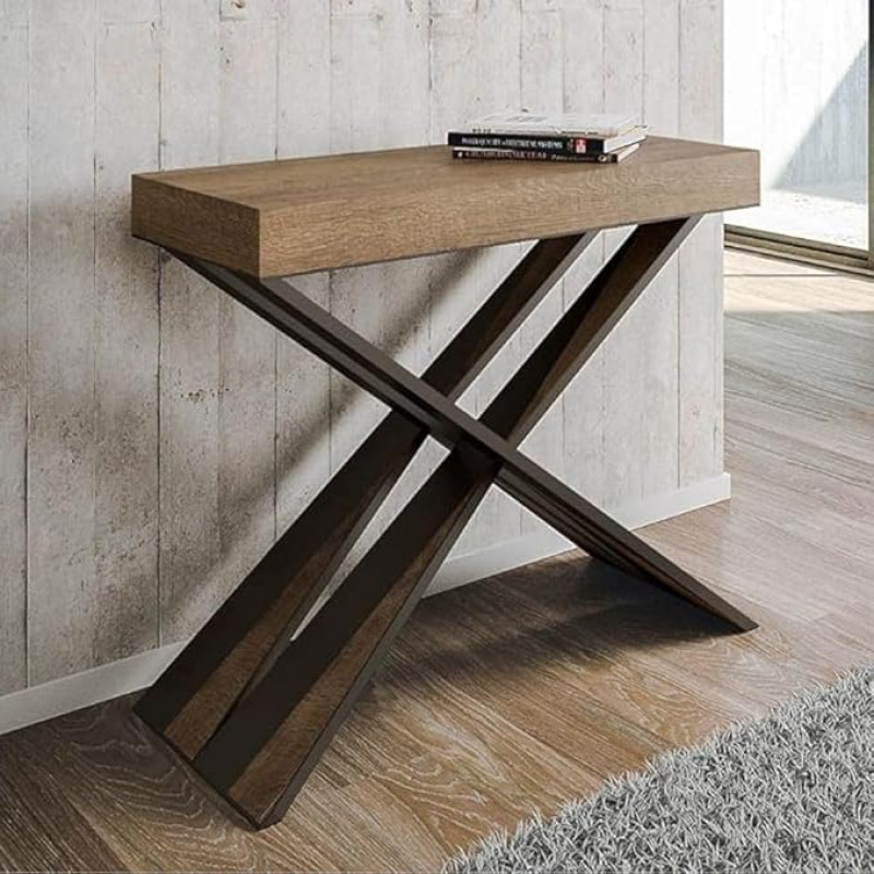 IMAGO FACTORY Tiago pikendatav konsoollaud söögituppa (kuni 300 cm) Modernne konsoollaud, pikendatav köögilaud, mööblikonsool, Made in Italy, pähkelpuu