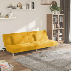 Kahekohaline kollasest kangast diivan diivan magamisfunktsiooniga väikestesse ruumidesse