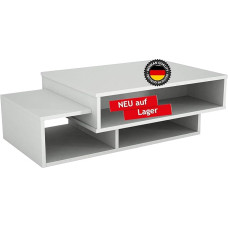 3474 Tab Coffee Table Kõrvallaud Elutoa laud Diivanilaud Modernne valge puit riiulitega Palju hoiuruumi Disainerlaud 105 x 60 x 32 cm