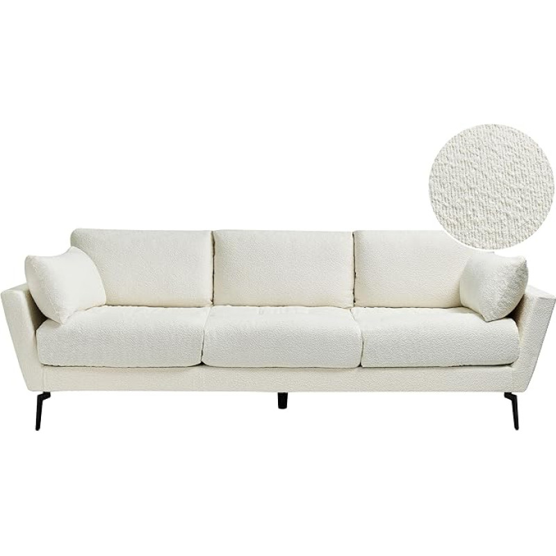 Beliani Nenola Bouclé diivan 4-kohaline valge minimalistlik mustade metalljalgadega