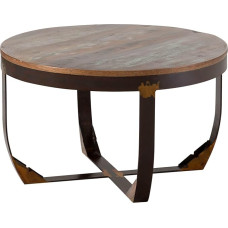 Massivmoebel24.de Tööstuslik ümmargune kohvilaud massiivpuidust #01, valmistatud taaskasutatud puidust rauaraamiga, mitmevärviline, lakitud, 75 x 75 cm, kohvilaud, küljelaud, diivanilaud