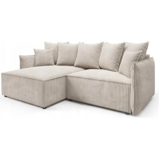 Easy4You Beežikas pikendatav Rosso nurgadiivan magamisfunktsiooniga - mugav Corduroy nurgadiivan voodifunktsiooniga, hoiuruumiga ja laineriputusega - 135 x 204 cm, universaalne vasakule/paremale