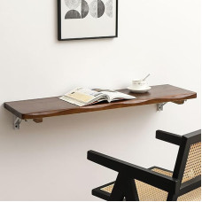 Wandmontierter Klappschreibtisch - Massivholzwerkbank mit verstellbaren Stahlhalterungen, einfache Installation, vielseitig einsetzbar als Bürotisch oder Esstisch für Zuhause, Restaurant, Schlafzimmer