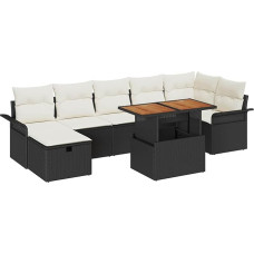 8-teiliges Garten Sofa Set mit Kissen Schwarz Poly Rattan Gartenlounge mudel3359918