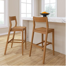 Plank+Beam Moderne Barstühle, 111,8 cm, Set mit 2 Massivholz-Esszimmerstühlen für Zuhause, Bar, Küche, zeitgenössische Sitzgelegenheit für Esszimmer, Pekannuss