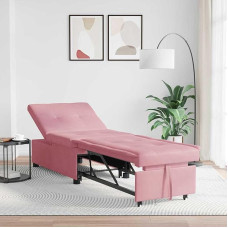 Homgoday Model42008598 Diivanvoodi 3-in-1 pikendatav disain roosa veluurist diivanvoodi