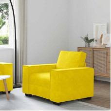 QJBSAVVA tugitool, kollane, 60 cm, sametist, laiade käetugedega mugav lamamistool ja tugev puit/metallist raam elutuppa, kontorisse või külalistetuppa.