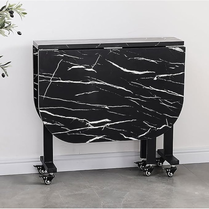 GODFSAHG Klappbarer Esstisch aus verdickter Platte mit mobilem Design, 6 Rädern und Halterung aus Kohlenstoffstahl - Platzsparender, leicht zu bewegender Küchentisch (120 x 100 x 75 cm) Fü