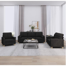 BaraSh 3-osaline diivanikomplekt koos pehmendusega Mustast kangast L diivan magamisfunktsiooniga Suur diivan