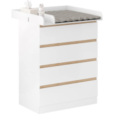 WOLTU Changing Table with Removable Changing Mat, Baby Changing Table, Changing Rack, Chest of Drawers with 4 Drawers, Height 110 cm, White