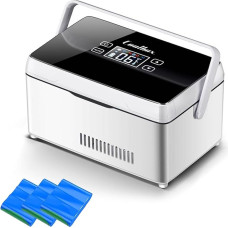 Insulin Cool Box Electric, Mini Medicine Fridge with 3 Batteries, Mini Intelligent Electric Thermostat Cooler, Large Refrigeration Room for Car, Travel, Home, Medical Cool Bag