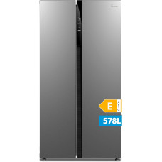 Midea MERS530FGE02 Side-by-Side Fridge/Freezer Combination/No Frost/Inverter Compressor/176.5 cm High/347 L Cool/201 L Freezer/Double Control/SuperCool/35 dB, Inox