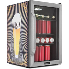 Klarstein Fridge 70 L, Small Fridge with Removable Shelves, Quiet Mini Fridge with Glass Door and LED, Drinks Fridge Small, Suitable for Outdoors, Beer Safe for Bottles, 0-10 °C