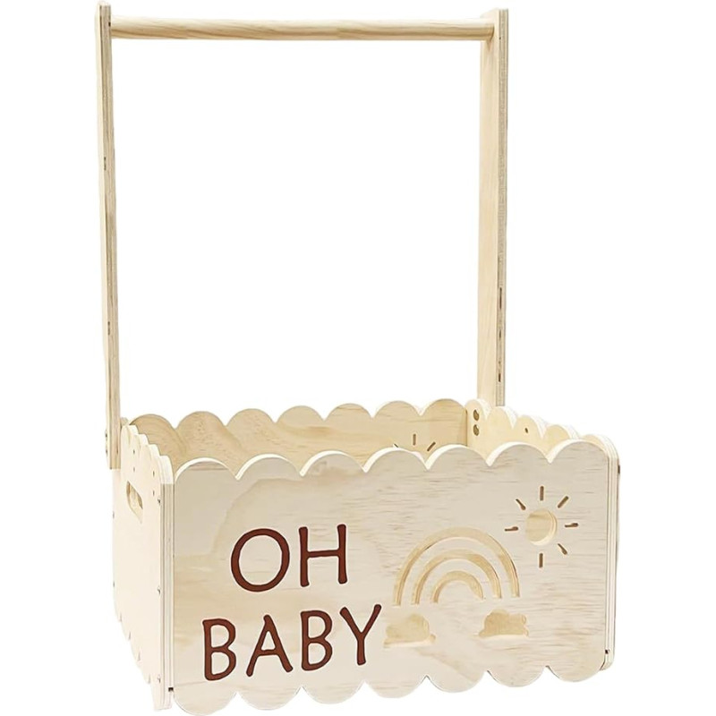 Generisch Baby Basket, Shower Organiser, Hanging Storage with Handle and Rack Clothes Display, Cute Nursery Furniture for Kids Room Pregnancy Gift Home Decor, 19.92 x 13.39 x 8.98 Inches