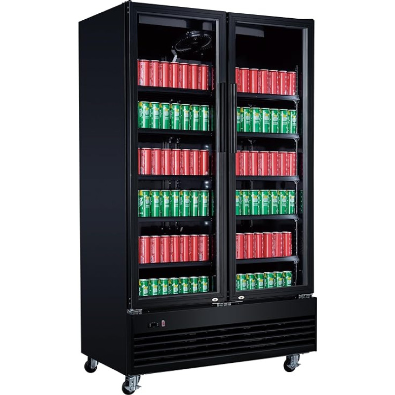 METRO Professional Double Beverage Fridge GSC2100, Steel/Glass, 120 x 72.5 x 206.6 cm, 930 L, with Lock, White (Black)