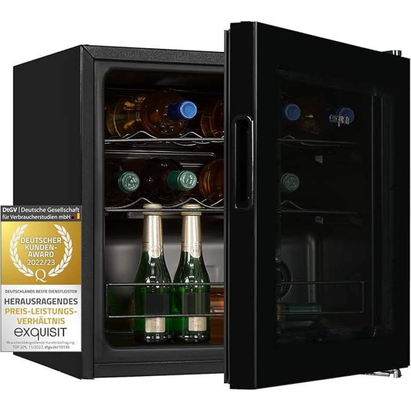 Exquisit Wine Cooler WS1-12-GT-030G Black | 43 L Net Capacity | Black | Cooling | Wine | Bottle Rack