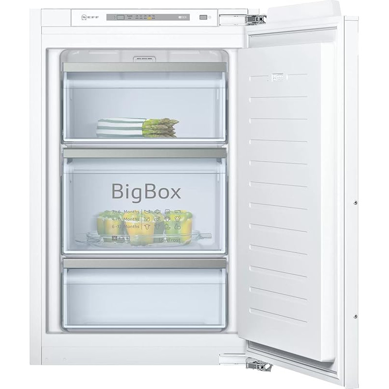 NEFF GI1216DE0, N 70, Built-In Freezer, 87.4 x 55.8 cm, 96 L Freezer, LowFrost Defrost Less Often, BigBox for Bulky Freezers