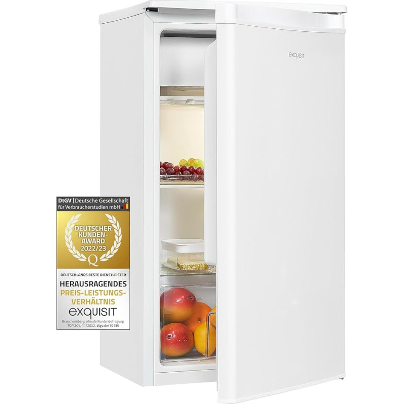 Exquisit Fridge KS86-0-090E White | 79 L Net Capacity | Ice Compartment | LED Lighting | 45 cm Width