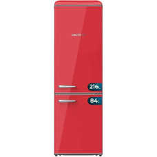 Cecotec Retro Fridge Freezer with 300L Bolero CoolMarket Combi Origin 300 Red E, Class E, Interior LED Lighting, Crisper Box, Temperature Control, Chrome Handle and Glass Shelves