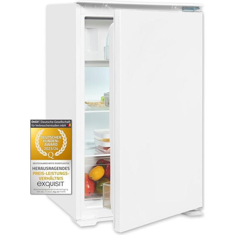 Exquisit EKS5131-4-E-040E Built-In Fridge with Freezer, 118 Litre Capacity, Built-in Fridge 88 cm, Built-In Device, 4-Star Freezer, White (Energy Class E)