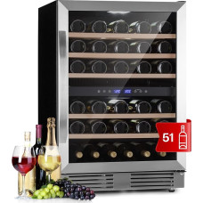 Klarstein Wine Fridge Freestanding, Small Drinks Fridge Narrow, 2 Zone Wine Fridge with Glass Door, Small, Indoor/Outdoor Berry Safe, Fridge Small with Touchpad, 5-20°C, 51 Bottles