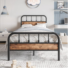 VECOCHO Voodi 90 x 200 cm voodiraam metallist lamelliraamiga, üheinimesevoodi raam, metallist voodi 90 x 200 cm puidust peatsiga, külalisvoodi, noortevoodi koos panipaigaga - üheinimesevoodi raam, must