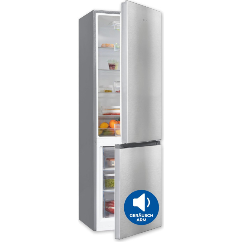 Exquisit KGC5265-70-010E Külmik-pagasikapp, 180 cm kõrgus, külmik koos sügavkülmikuga, 269 liitrit, 4-tärni sügavkülmik, uksesangad, vahetatav seisuseade, Inoxlook