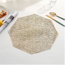 HKSDKABOP PVC runde, Hohle Tischkissen, PVC-Tischsets, 6er-Set, 38 x 38 cm, Mehrfarbig(Gold)