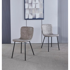 Hallowood Furniture Cullompton söögitoa toolid, komplekt 2, halli kunstnahast söögitoa toolid mustade metalljalgadega, kaasaegsed köögitoolid, söögitoa toolid koju ja kohvikusse