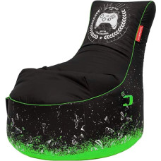 Gamewarez Toxic X-Ray Bean Bag - mängude kott, mängukott, siseruumides ja väljas mängijate tool koos seljatoega, küljetaskuga, ideaalne PS5, Nintendo Switch ja Xbox mängijatele, valmistatud Saksamaal, must/roheline